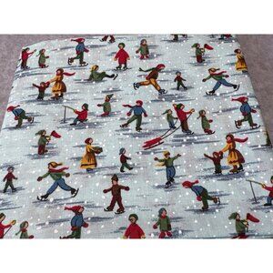 Vintage Concord Fabrics Cotton Fat Quarter Winter Skating Print 18x22"